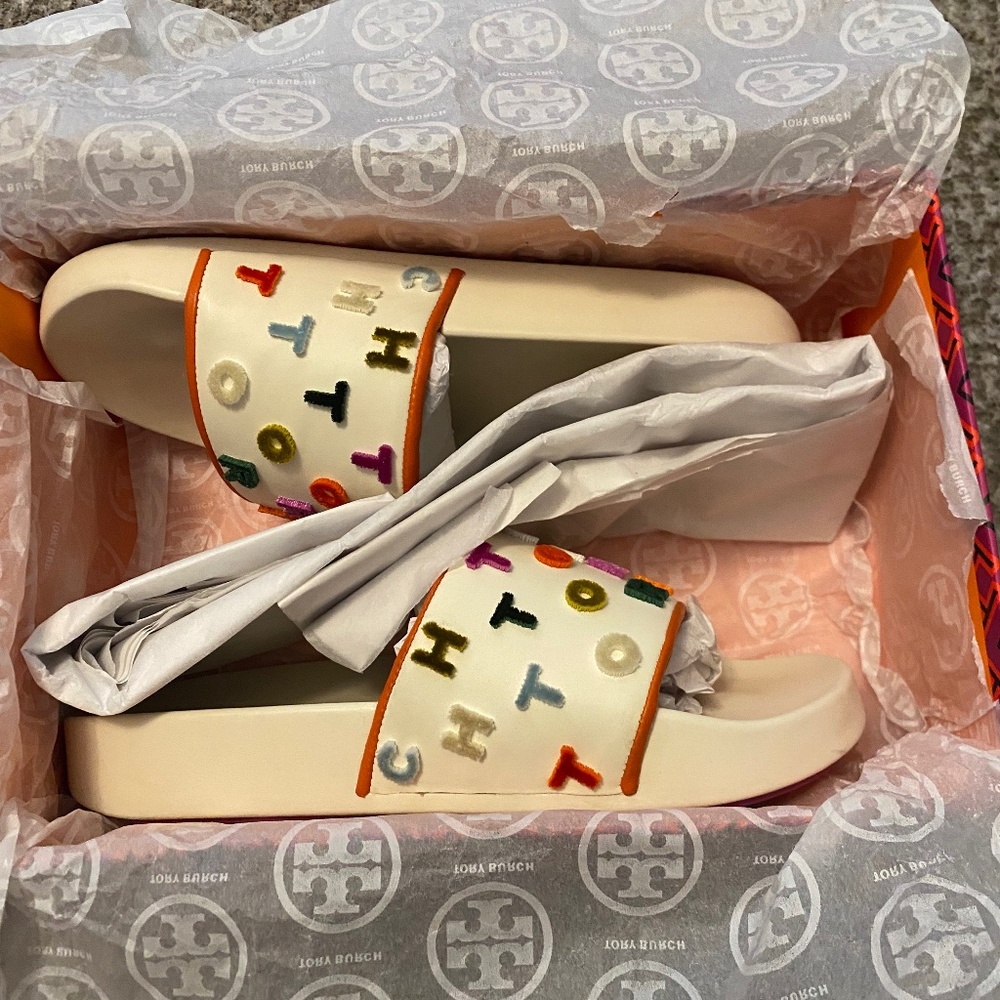 Tory Burch Perry Fil Couple Slides Size 6